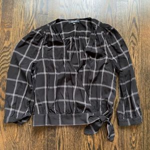 EUC Madewell Tie-Front Windowpane Top